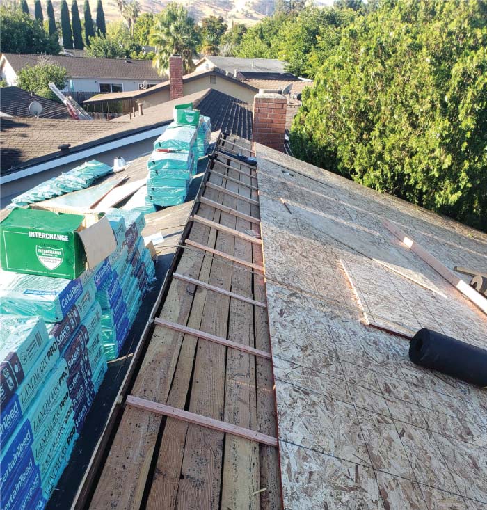 new roof construction on progress in antioch, ca with premium roofing materials