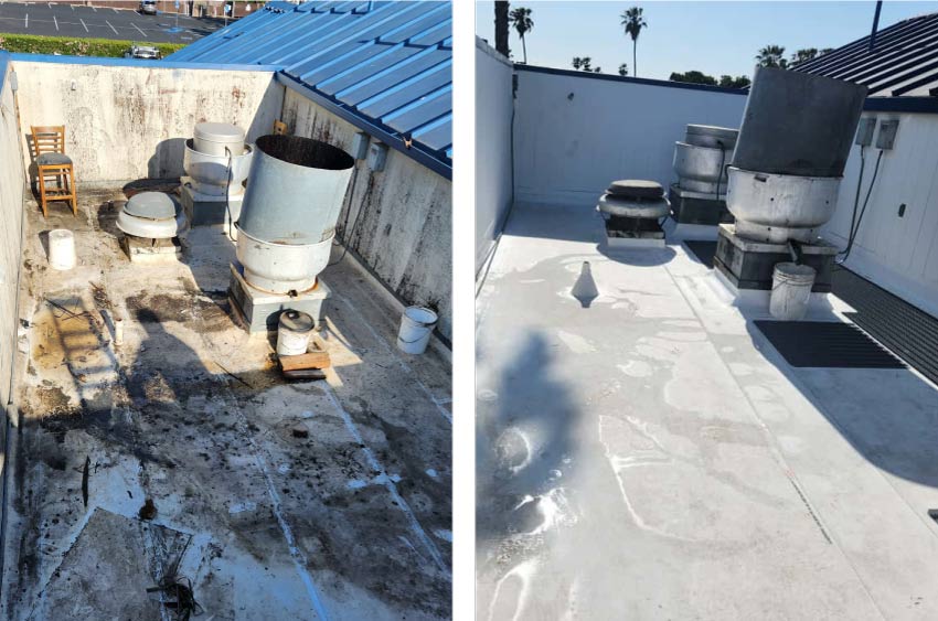 before and after images of a tpo membrane roof